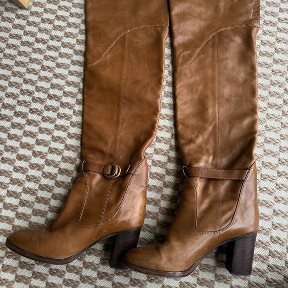 Chloe Over the Knee Brown Boots - Picture 1 of 8